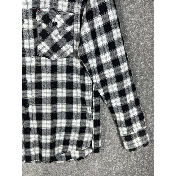 Amplify Lightweight Hooded Button Up Flannel Shirt Mens Large‎ Long Sleeve Black - Picture 6 of 15